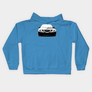 Saab 9-3 2nd generation classic car black/white monoblock Kids Hoodie